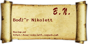 Boér Nikolett névjegykártya