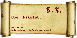 Boér Nikolett névjegykártya